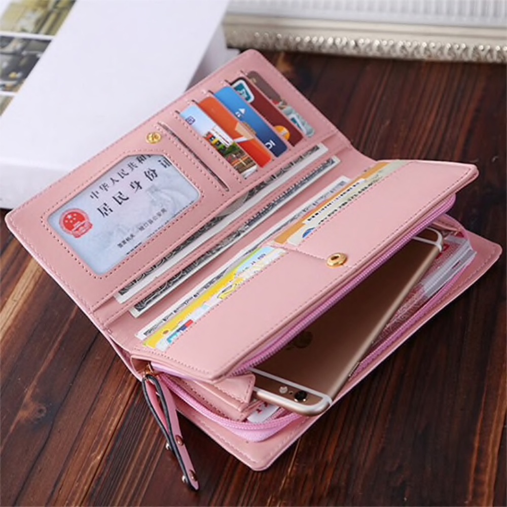 Pink Vegan Leather Cat Clutch Wallet Checkbook - Picture 7 of 15